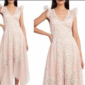 BCBG Max Azria Embroidered Tulle Gown